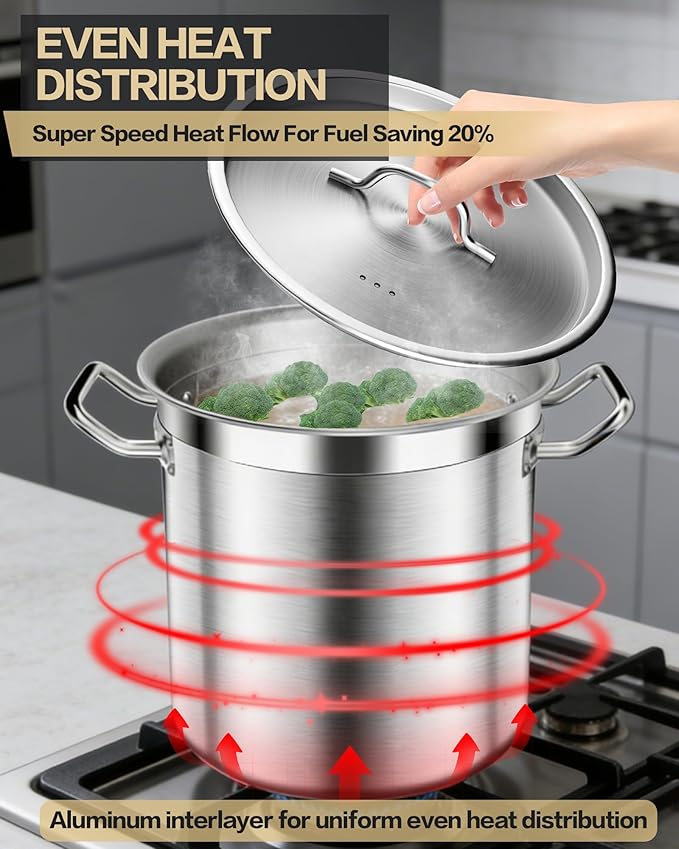 STOCKPOT Extra-Large Stainless Steel Stock Pot – Commercial Heavy Duty Soup Pot - Image 4