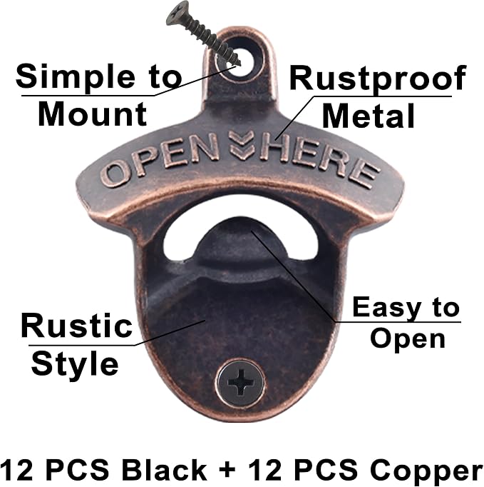 24 PCS Bulk Beer Bottle Opener Wall Mount Rustproof - Image 2