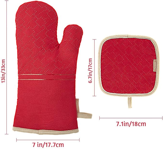 4Pcs Oven Mitts and Pot Holders Set, 572F Heat Resistant Oven Glove, Soft - Image 6