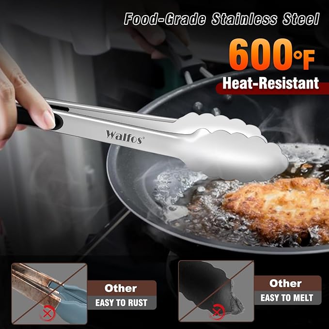 Walfos Stainless Steel Kitchen Tongs - Image 3