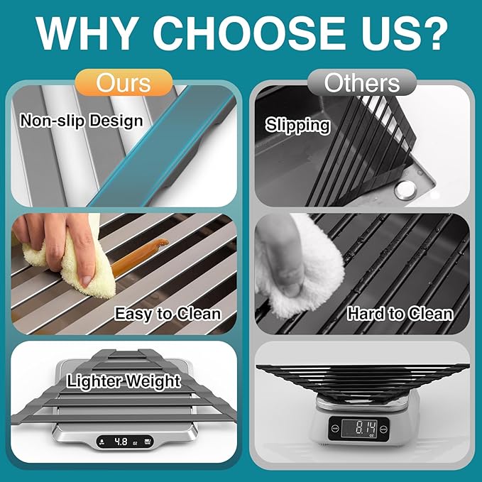 COOL-ANGLE Corner Sink Drying Rack, Heat Resistant Roll Up Mat - Image 2