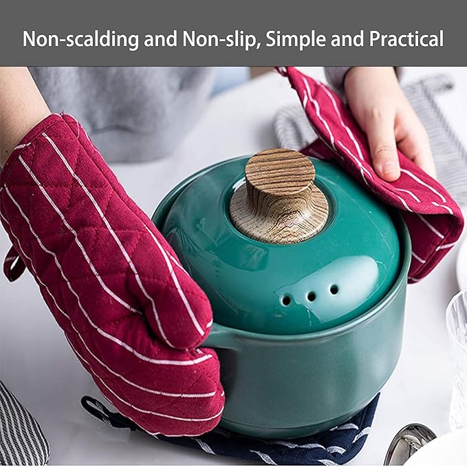 4Pcs Oven Mitts and Pot Holders, Heat Resistant Oven Mitts Set - Image 2