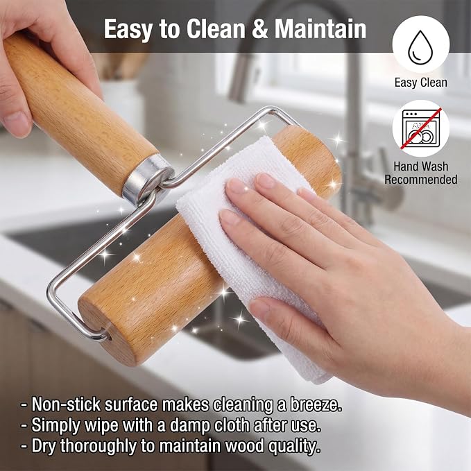 2 Pcs Pastry Roller, Wooden Rolling Pins Pizza Dough Roller Non-Stick Mini - Image 6