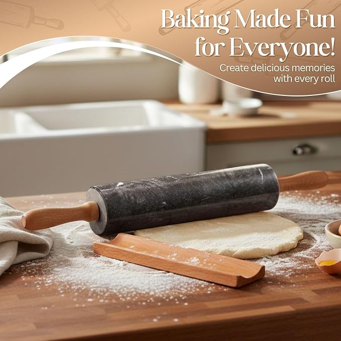 Flexzion Marble Rolling Pin Heavy Nonstick Stone Dough Roller - Image 5