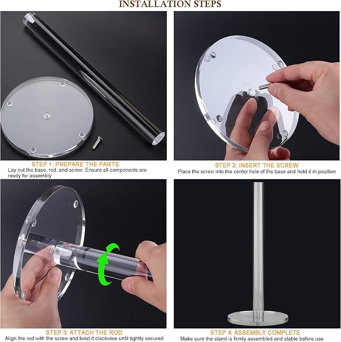 WORHE Paper Towel Holder Countertop Clear Acrylic 5.9" Diameter Thickening - Image 3