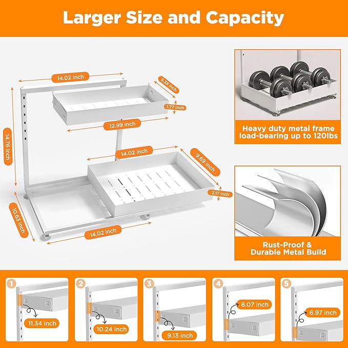 TATAANTY Under Sink Organizer 2 Pack, 2 Tier Metal Under the Sink Storage - Image 7