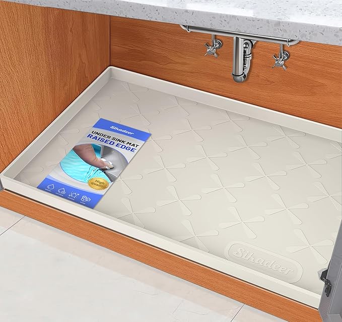 SIKADEER Under Sink Mat Waterproof 34" x 19", Silicone Mat Kitchen Drawer Shelf by SIKADEER