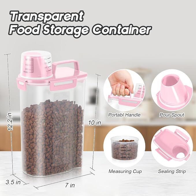 LEAWALK 5Lbs Airtight Cat Dog Food Storage Container - Image 3