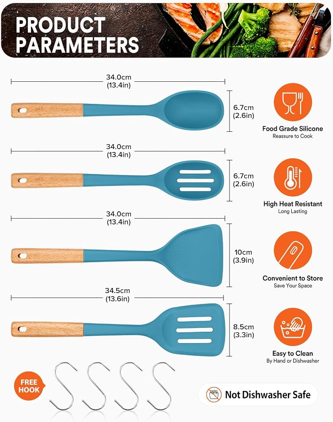 Silicone Cooking Utensils Set, Perfectly Angled - Image 2