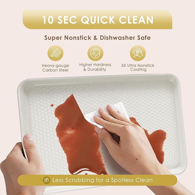 Baking Sheet Pan Set of 3, Nonstick Carbon Steel Cookie Sheets - Image 8