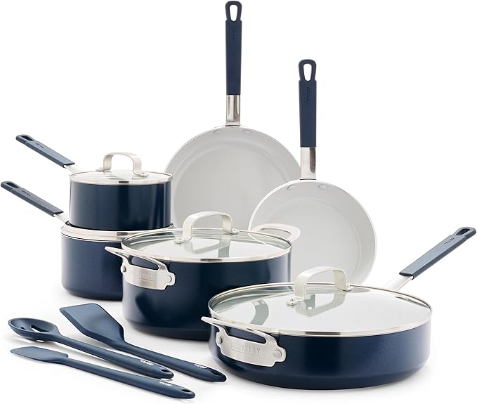 GreenPan x Bobby Flay 13 Piece Nonstick Cookware Pots and Pans Set, PFAS-Free by GreenPan