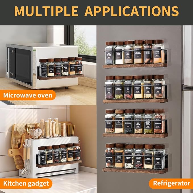 4 Pack Strong Magnetic Spice Rack Organizer - Image 3