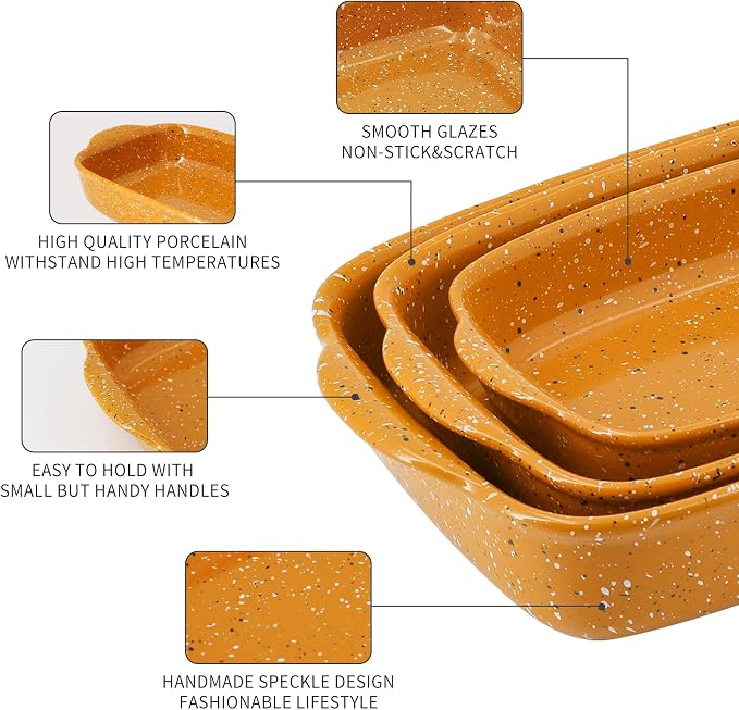 Ceramic Baking Dish Set of 3, Casserole - Image 5