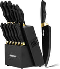 Knife Set With Block, Dishwasher Safe Kitchen Knife Set With Built-In Sharpener by Unknown