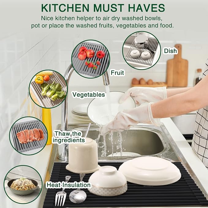 HANZENMA Roll Up Dish Drying Rack Over The Sink Kitchen Roll Up Sink Drying - Image 3