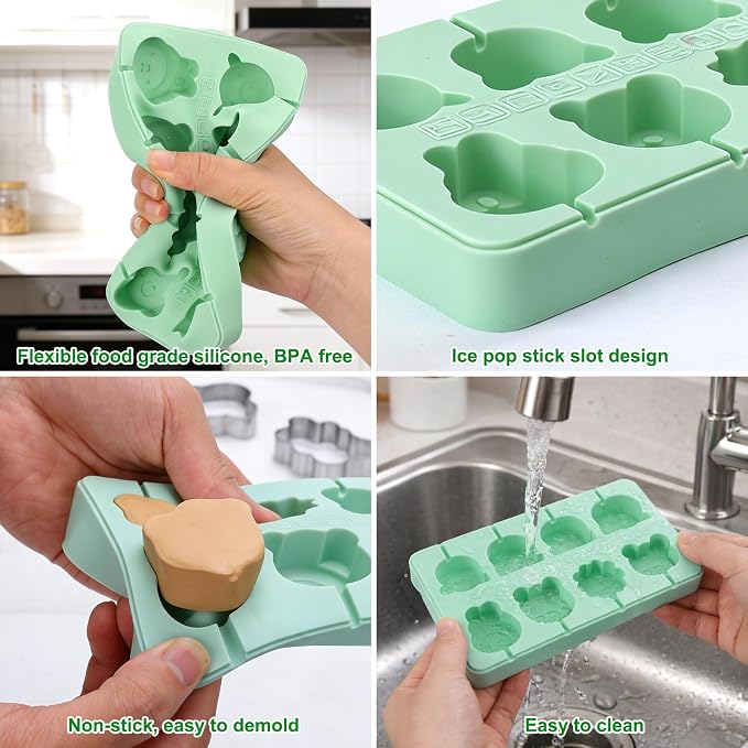 Juome Cake Pop Mold Kit, 2 Pack 16 Cavities Animal Shape Cakesicle Molds - Image 8