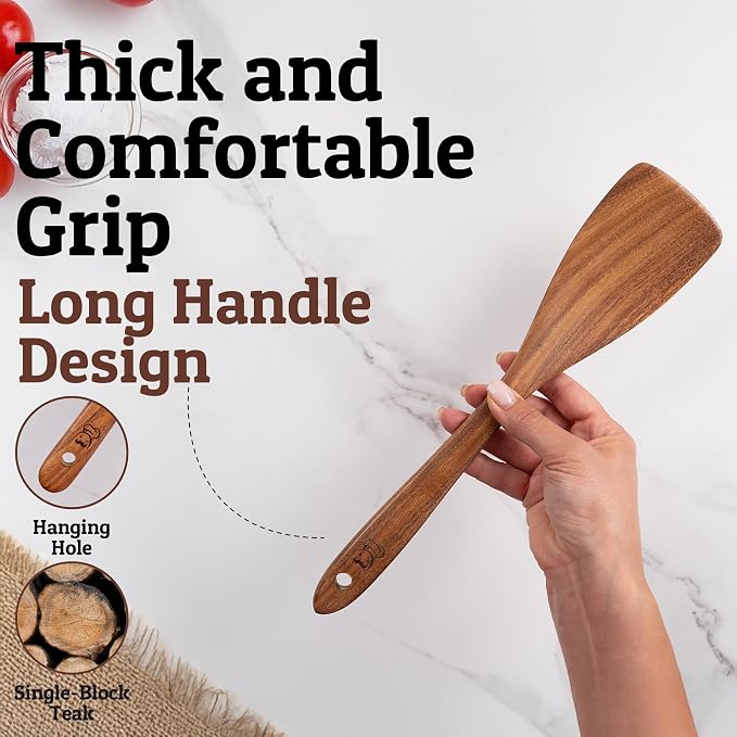 PriorityChef Teak Wood Spatula for Cooking - Image 3