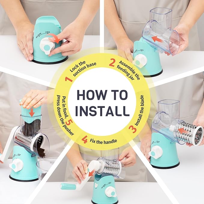 Cheese Grater Hand Crank, Rotary Cheese Shredder - Image 9