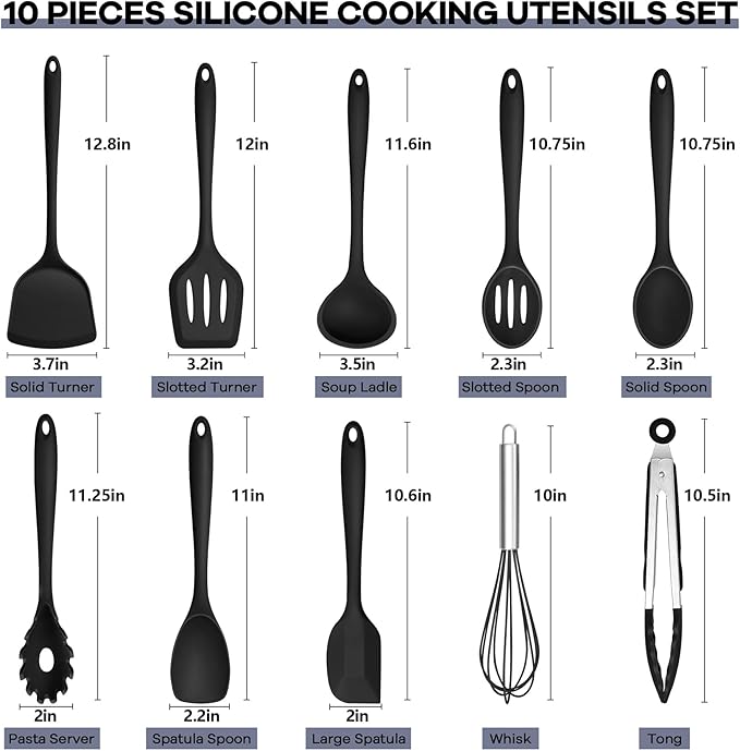 TeamFar Silicone Cooking Utensils, 446°F Heat Resistant Kitchen Gadgets Tools - Image 2
