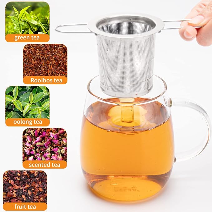 Tea Infuser, Evmliy Stainless Steel Tea Strainer Sitting in Mugs, Tea Infusers - Image 5