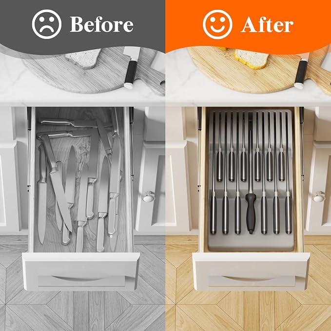 Lifewit Magnetic Drawer Knife Organizers Insert, Kitchen Plastic In Drawer - Image 9