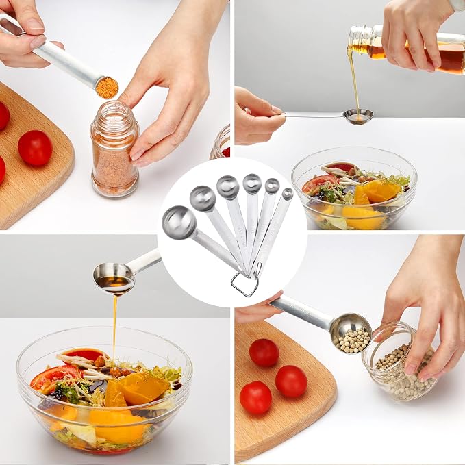 Upgrade Stainless Steel Measuring Spoons Set, Small Tablespoon, Set 6 - Image 5