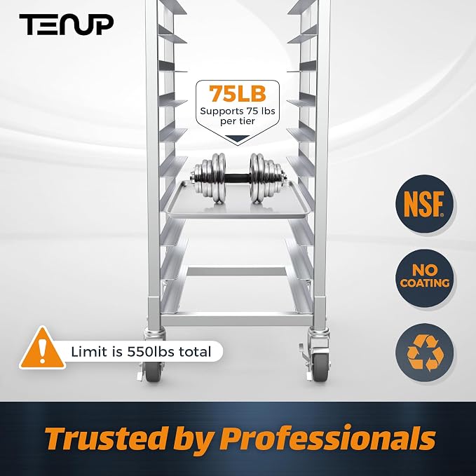 TenUp 10-Tier Half Size Sheet Pan Rack, Heavy-Duty Aluminum Bakery Rack - Image 4