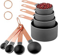 8-Piece Stackable Rose Gold Stainless Steel Handled Measuring Cups and Spoons by Unknown