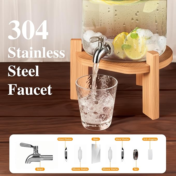 Beverage Dispenser 2.9 Gallon, Glass Drink Dispenser - Image 4