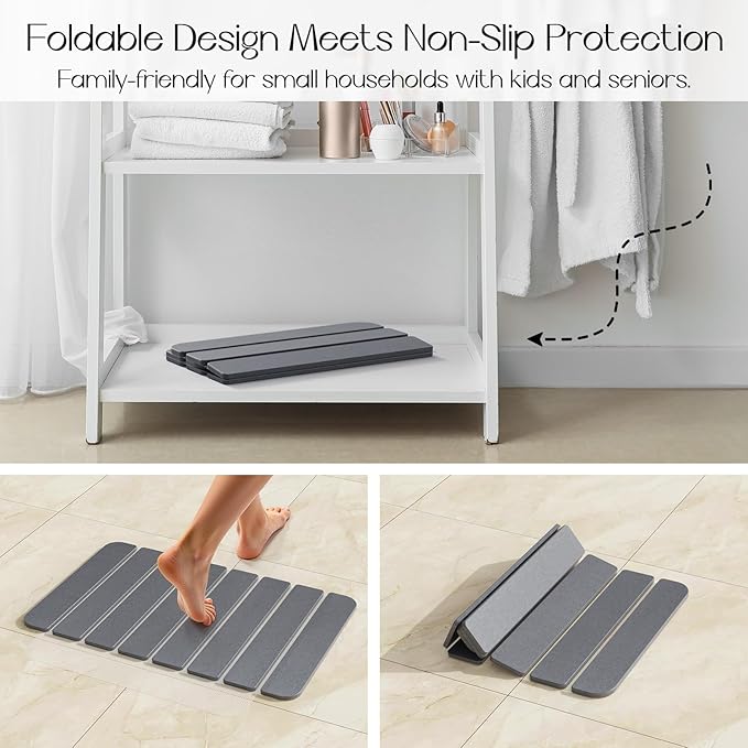 Diatomaceous Earth Stone Bath Mat Non-Slip, Foldable Stone Bath Mats - Image 7
