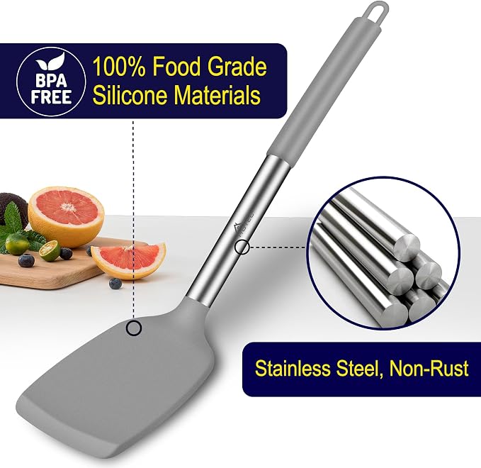HOTEC Silicone Spatula Set of 2 Heat-Resistant 600°F & BPA-Free Kitchen - Image 2
