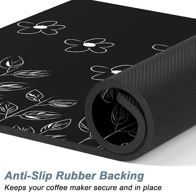 Rnivvi Coffee Mat, Hide Stain Rubber Backed Absorbent Dish Drying Pad - Image 4