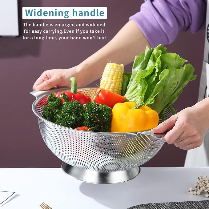 Kyraton Stainless Steel Colander 5 Quart, Professional Strainer - Image 3