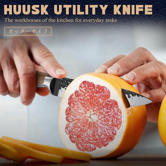 Huusk Kitchen Utility Knife 5.5" Paring Knife Ultra Sharp High Carbon Steel - Image 2