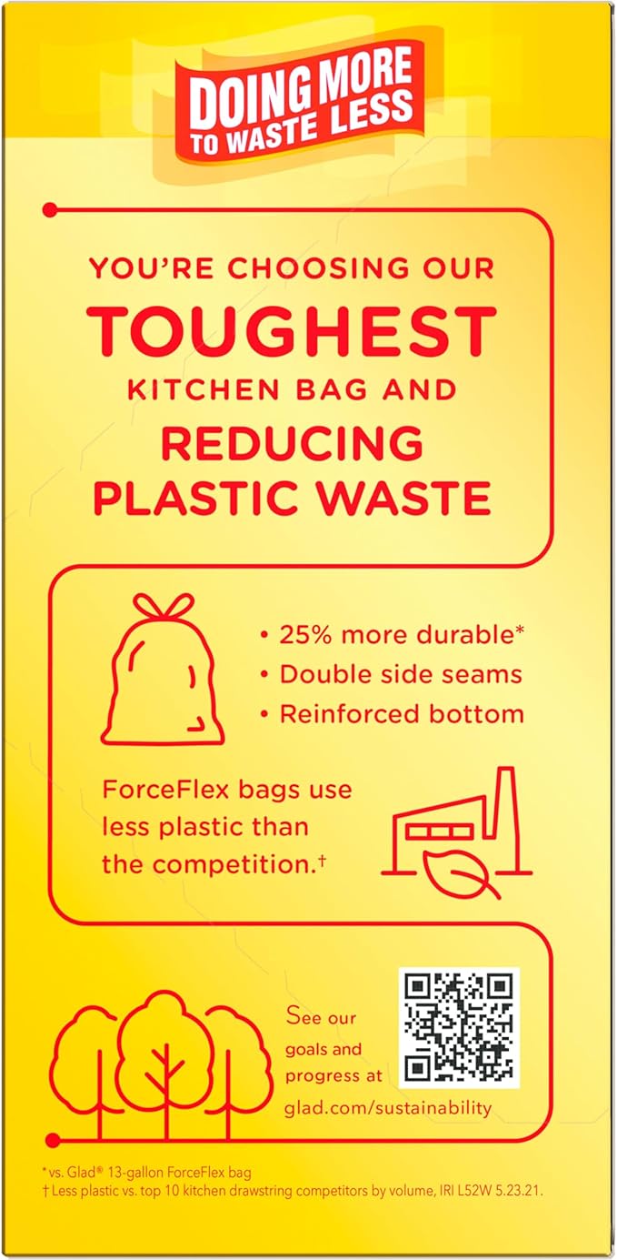 Glad Tall Kitchen Trash Bags 13 Gallon, MaxStrength Beachside Breeze Garbage - Image 11