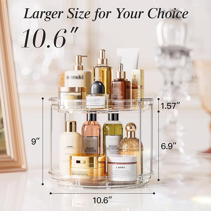 LAMU 3 Pack 10.6'' 2-Tier Lazy Susan Turntable Organizer Rotating Spice Rack - Image 4