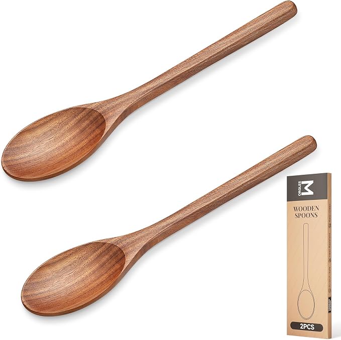 2Pcs Wooden Cooking Spoons, Wood Serving Spoons by Morgles