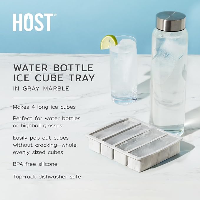 Host Ice Cube Tray, Makes Four 5-Inch Long Cubes, Durable Silicone Trays - Image 2