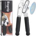 Can Opener Manual with Magnet, Soft Grip Rubber Handle Sharp Blade Smooth Edge by Bxgnip