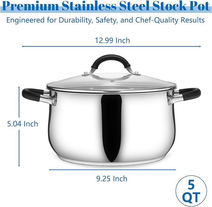 E-far 5Qt Stainless Steel Pot, Stock Pot - Image 2