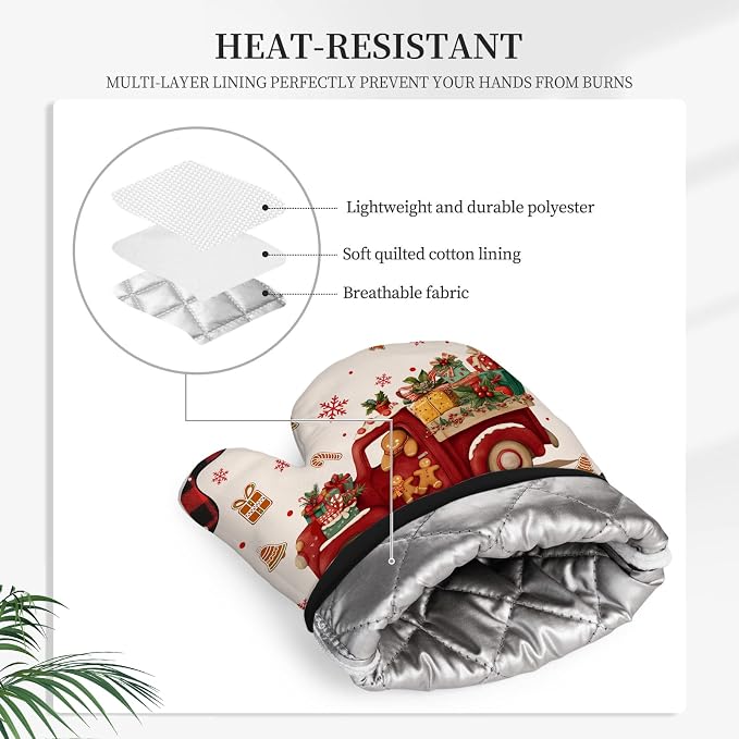 Christmas Gingerbread Oven Mitts Set of 3, Gingerbread Man Heat Resistant - Image 5