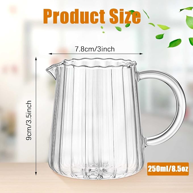 Leinuosen 2 Pcs Glass Pitcher Elegant Shaped Glass Tea Pitcher Coffee Milk - Image 2