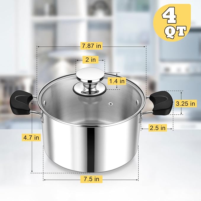 4 Quart 3-Ply Cooking Stock Pot - Image 2