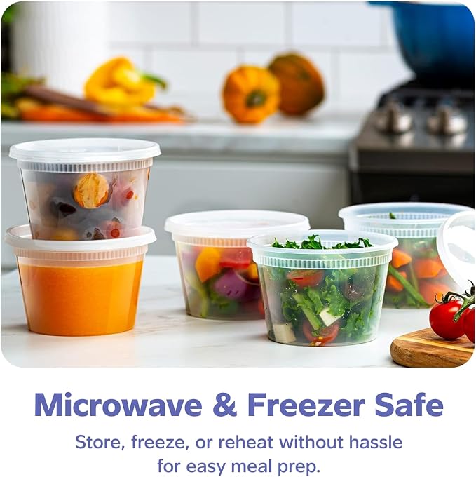 GUSTO [48 Sets 16 oz. Plastic Deli Disposable Food Storage Containers - Image 3