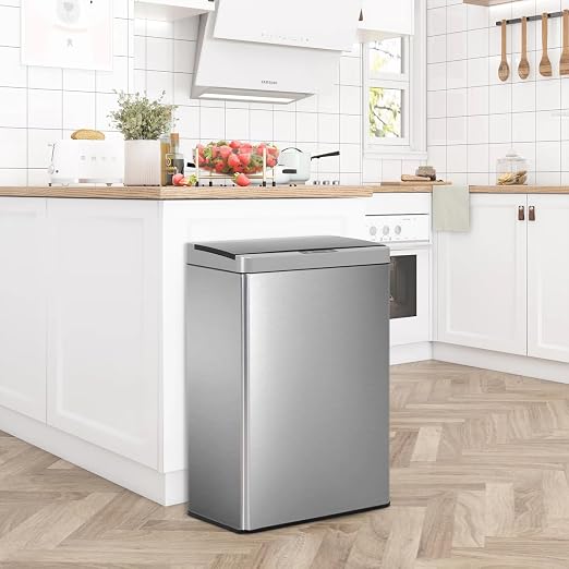 BestOffice 13 Gallon Trash Can Stainless Steel Kitchen Garbage Can - Image 6