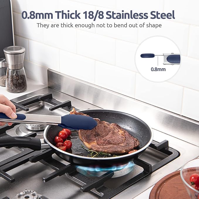600ºF Heat Resistant Kitchen Tongs: U-Taste 7/9/12 inch Silicone Cooking Tong - Image 5