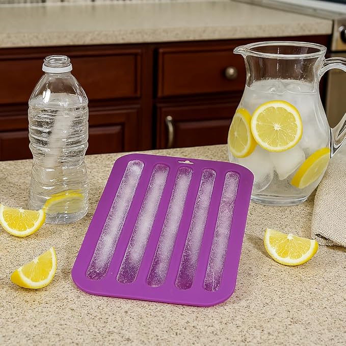 HIC Kitchen Silicone Water Bottle Ice Tray, Makes 5 Long Ice Sticks - Image 2