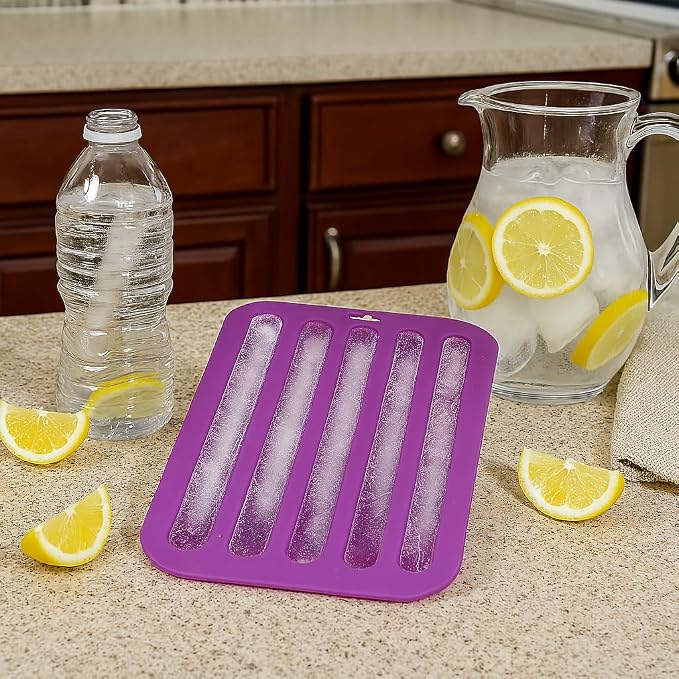 HIC Kitchen Silicone Water Bottle Ice Tray, Each Tray Makes 5 Long Ice Sticks - Image 2