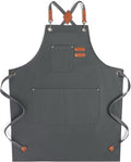 Chef Aprons for Men Women with Large Pockets, Cotton Canvas Water Repellent by Cardkiss