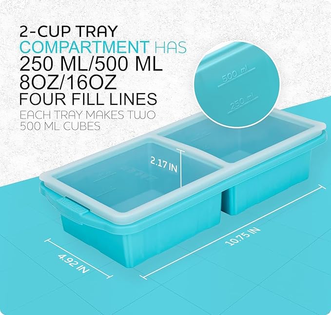 Silicone Freezer Tray With Lid-Soup Freezer Container molds-Large Ice Cube Tray - Image 7